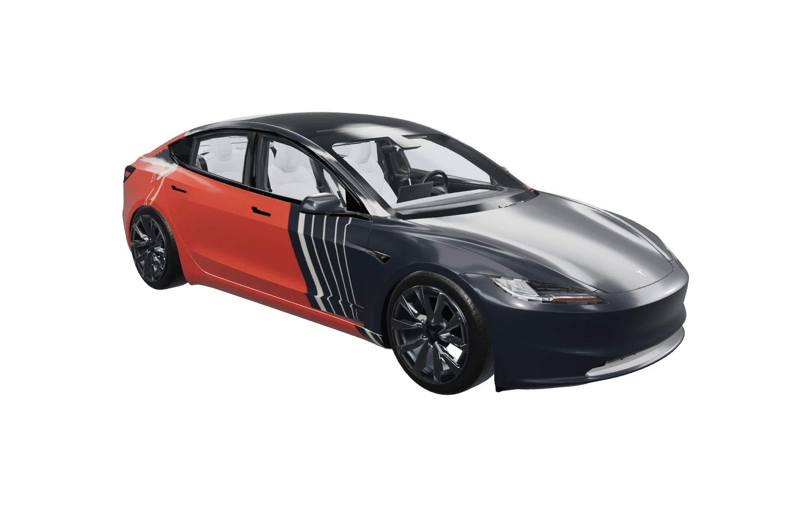 Model 3 · 2024+ · Performance wearing the Apex Vermilion digital wrap
