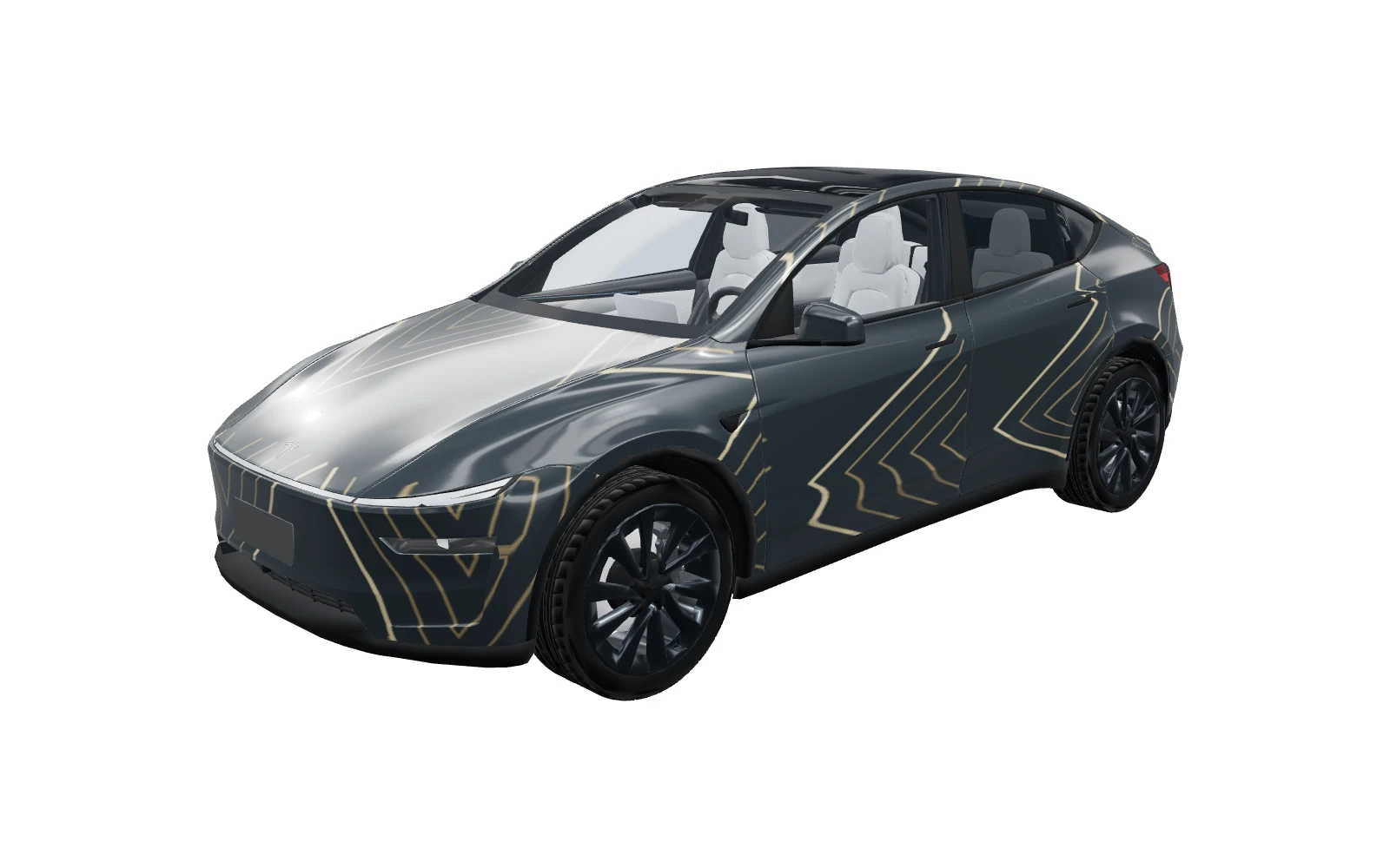 Model Y · 2025+ · Premium · full light bar wearing the Champagne Deco digital wrap